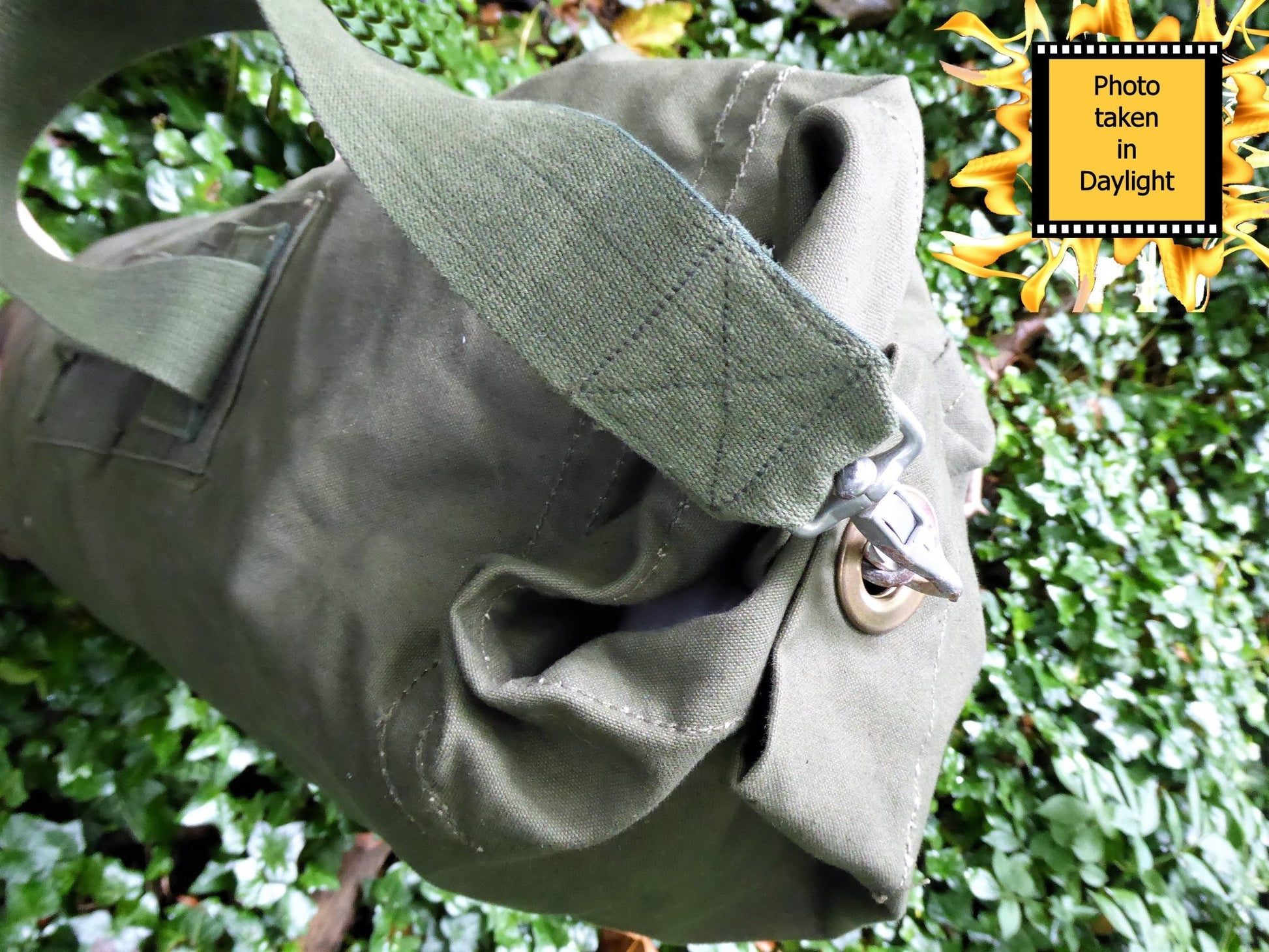 Kit Bag Green Olive Drab Rucksack Army Surplus Rucksack Huggins Attic    [Huggins attic]