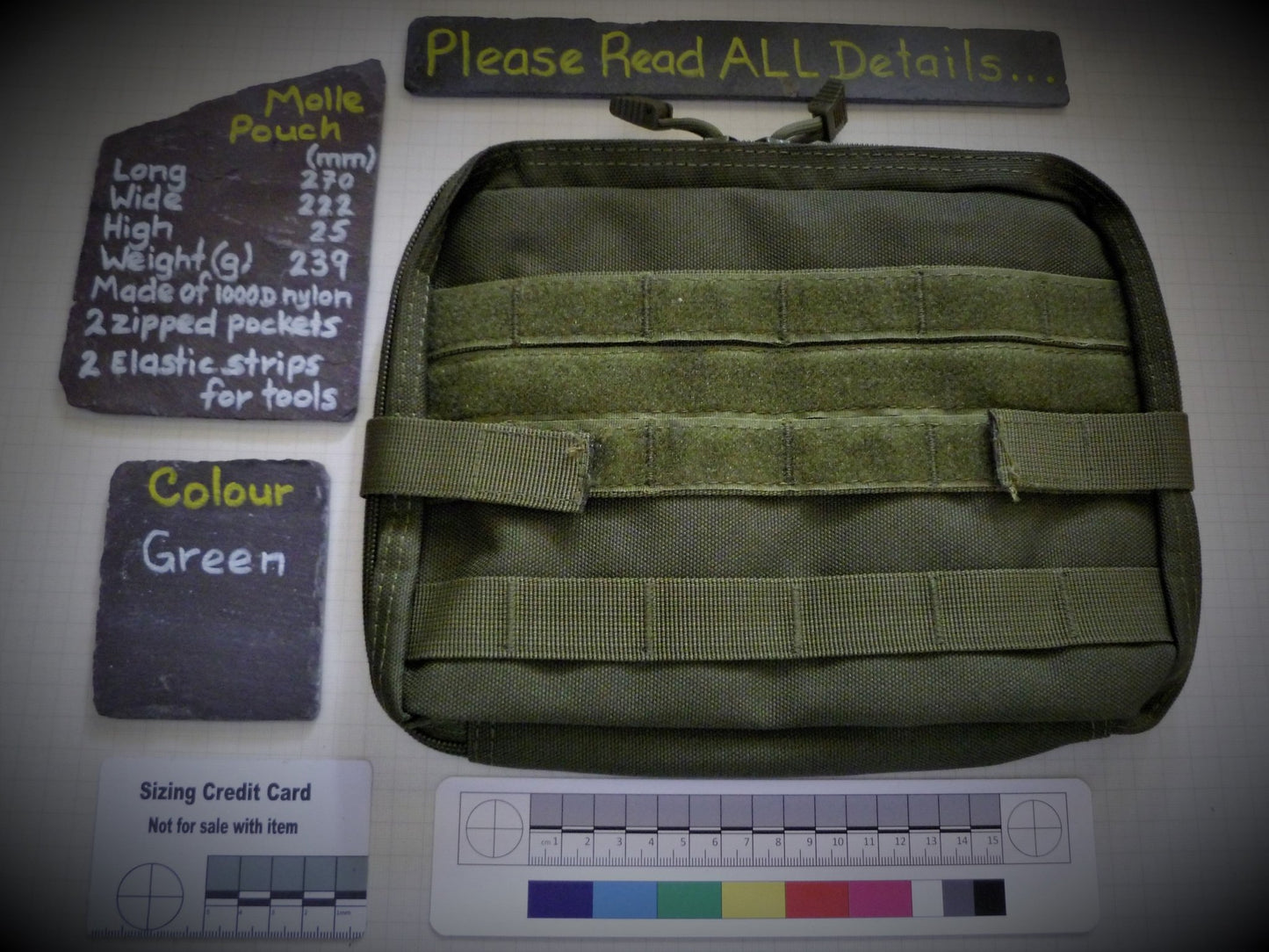 Large Molle Pouch for the Modular Lightweight Load-carrying Equipment system Molle Pouch Huggins Attic Green   [Huggins attic]