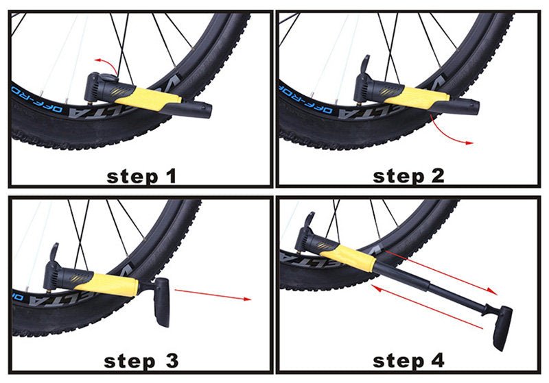 Mini Bicycle pump - Cycling Multi Valve Fitments Bike Tools Huggins Attic    [Huggins attic]