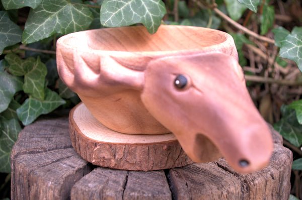Wooden kuksa mugs with carved animal handles Kuksa Hugginsattic Moose   [Huggins attic]