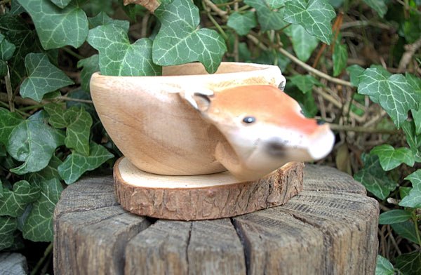 Wooden kuksa mugs with carved animal handles Kuksa Hugginsattic Fox   [Huggins attic]