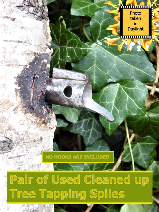 Pair Cleaned Used Folded Stainless Steel Tree Sap Spile for Bushcraft - Hugginsattic
