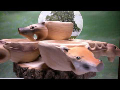 Wooden kuksa mugs with carved animal handles Kuksa Hugginsattic [Huggins attic]