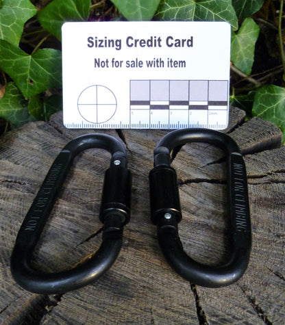 2 x Black Smooth Screw gate Carabiners .  Huggins Attic    [Huggins attic]