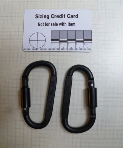 2 x Black Smooth Screw gate Carabiners .  Huggins Attic    [Huggins attic]