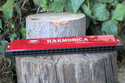 24 Note Harmonica Whether you're a musician Harmonica Hugginsattic Red   [Huggins attic]