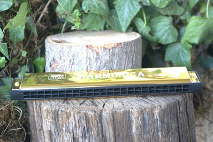 24 Note Harmonica Whether you're a musician Harmonica Hugginsattic Gold   [Huggins attic]