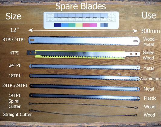 30cm Frame Saw Blades are an easy replacement when a blade becomes dull or damaged. Saw Blades Huggins Attic    [Huggins attic]