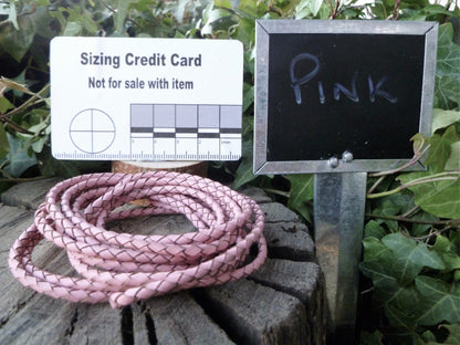 3mm Round Braided Leather Thonging 2m length Leather Thong Huggins Attic Pink   [Huggins attic]