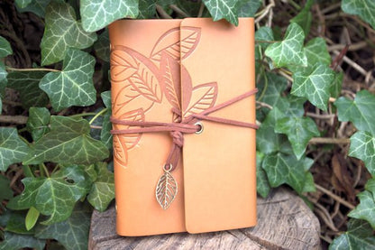 A6 ring binder Notebook - Leaf motif  Hugginsattic Earthy Yellow   [Huggins attic]