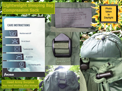 Army Surplus Comp Sack for Jungle Sleeping Bag Compression Sack Huggins Attic    [Huggins attic]