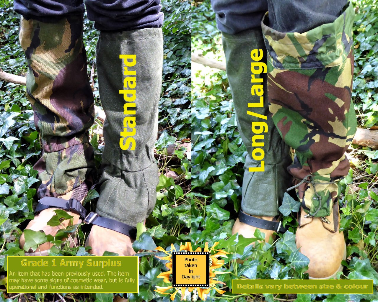 Army Surplus Gaiters Standard & Long/Large Gaiters Huggins Attic    [Huggins attic]