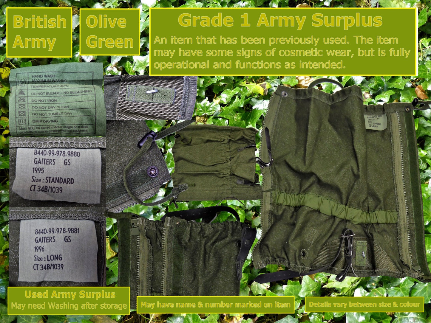 Army Surplus Gaiters Standard & Long/Large Gaiters Huggins Attic    [Huggins attic]