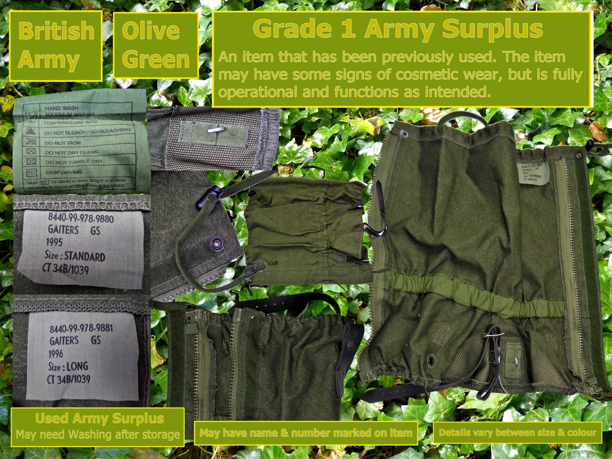 Army Surplus Gaiters Standard & Long/Large Gaiters Huggins Attic    [Huggins attic]