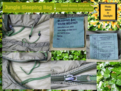 Army Surplus Jungle Sleeping Bag, Bivy & Com... Sleeping Bag Huggins Attic    [Huggins attic]