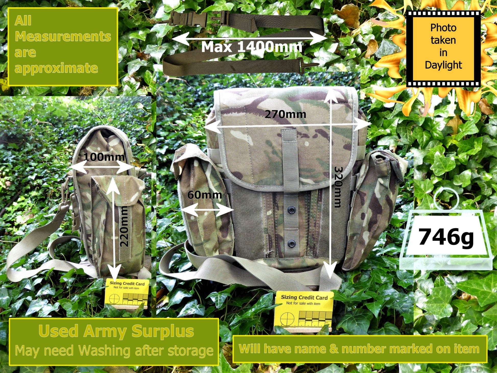 Army Surplus MTP Field Pack & shoulder strap Bag Huggins Attic    [Huggins attic]