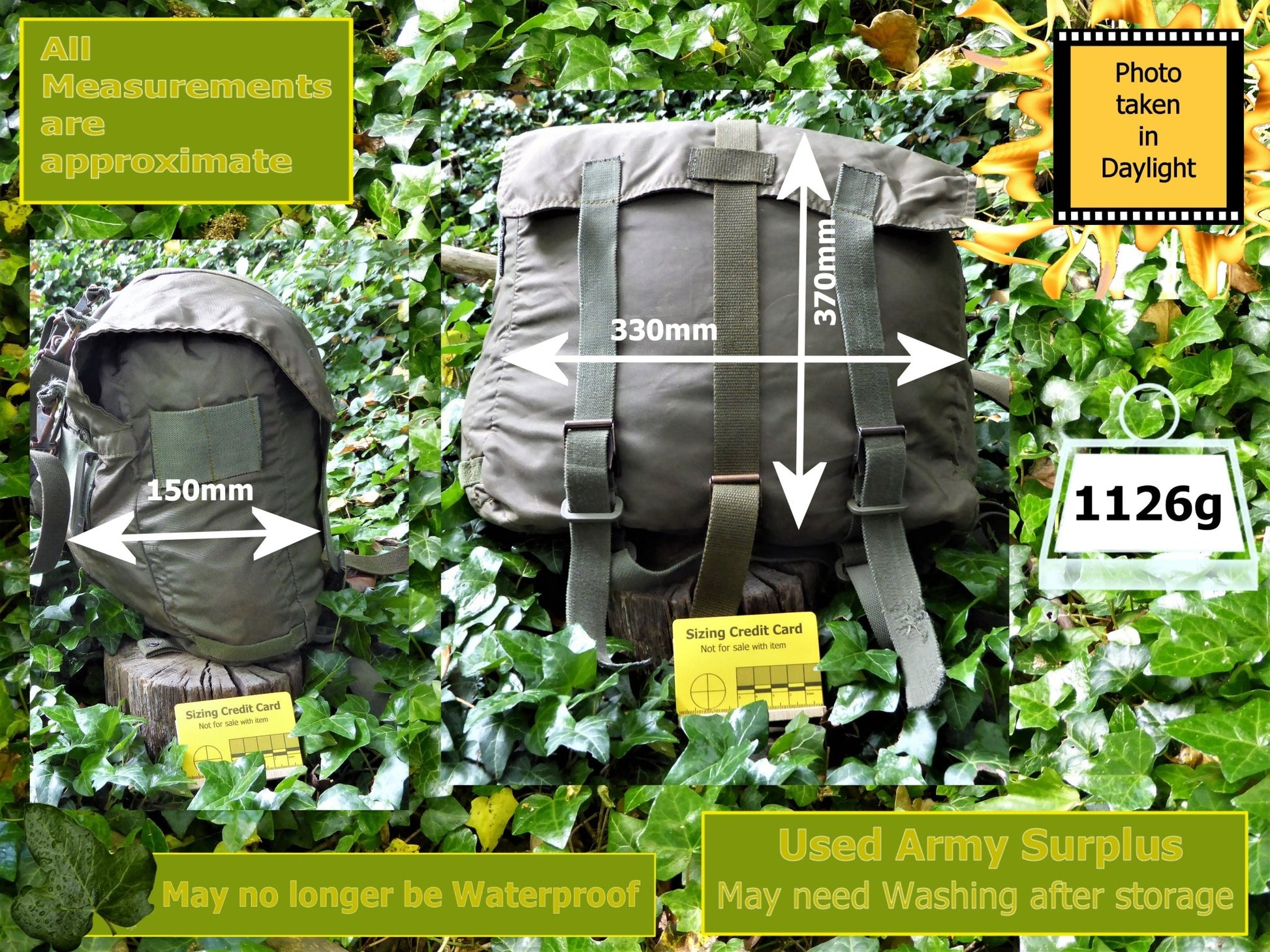 Austrian Olive Drab Daysack Rucksack Backpack Daysack Huggins Attic    [Huggins attic]