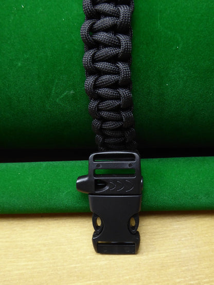 Black Paracord with choice of Buckle Bracelet kit Paracord Huggins Attic Black Plastic whistle [Huggins attic]