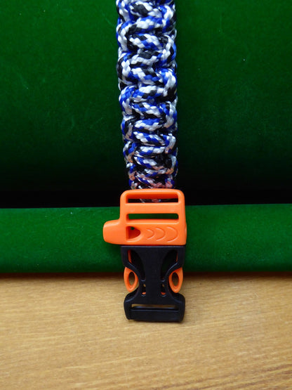 Blue Camo Paracord choice of Buckle Bracelet kit Paracord Huggins Attic Black & Orange whistle   [Huggins attic]
