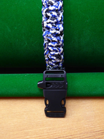 Blue Camo Paracord choice of Buckle Bracelet kit Paracord Huggins Attic Black Plastic whistle   [Huggins attic]