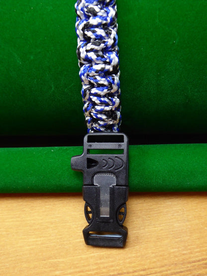 Blue Camo Paracord choice of Buckle Bracelet kit Paracord Huggins Attic Black Plastic firesteel & whistle   [Huggins attic]