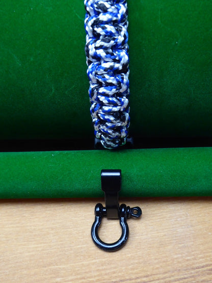 Blue Camo Paracord choice of Buckle Bracelet kit Paracord Huggins Attic Shiny Black Buckle   [Huggins attic]