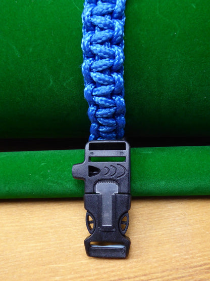 Blue Paracord Buckle Bracelet kit choice of Buckl Paracord Huggins Attic Black Plastic firesteel & whistle   [Huggins attic]