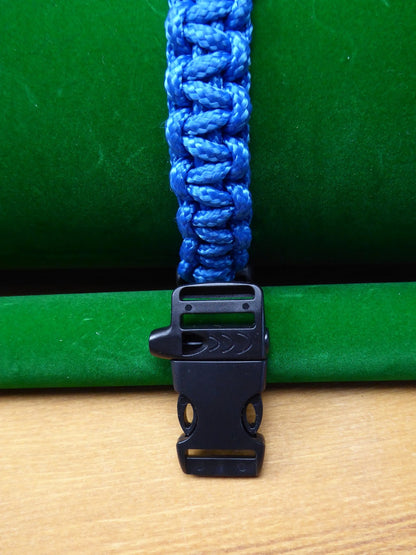 Blue Paracord Buckle Bracelet kit choice of Buckl Paracord Huggins Attic Black Plastic whistle   [Huggins attic]
