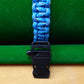 Paracord Buckle Bracelet kits with choice of colours Paracord Huggins Attic Blue with Black & White Dashes Black Plastic whistle Buckle  [Huggins attic]