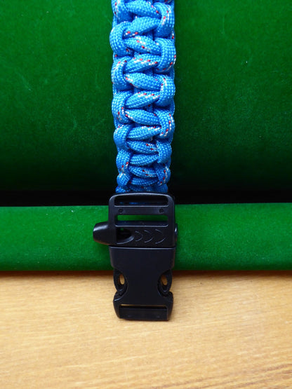 Blue with Black & White dashes Paracord kit Paracord Huggins Attic Black Plastic whistle   [Huggins attic]