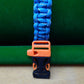 Paracord Buckle Bracelet kits with choice of colours Paracord Huggins Attic Blue with Black & White Dashes Black & Orange plastic whistle Buckle  [Huggins attic]