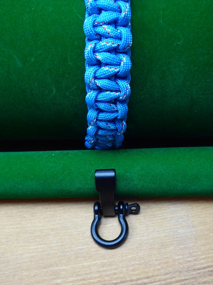 Blue with Black & White dashes Paracord kit Paracord Huggins Attic Black Metal Buckle   [Huggins attic]