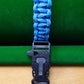 Paracord Buckle Bracelet kits with choice of colours Paracord Huggins Attic Blue with Black & White Dashes Black Plastic firesteel scraper & whistle Buckle  [Huggins attic]