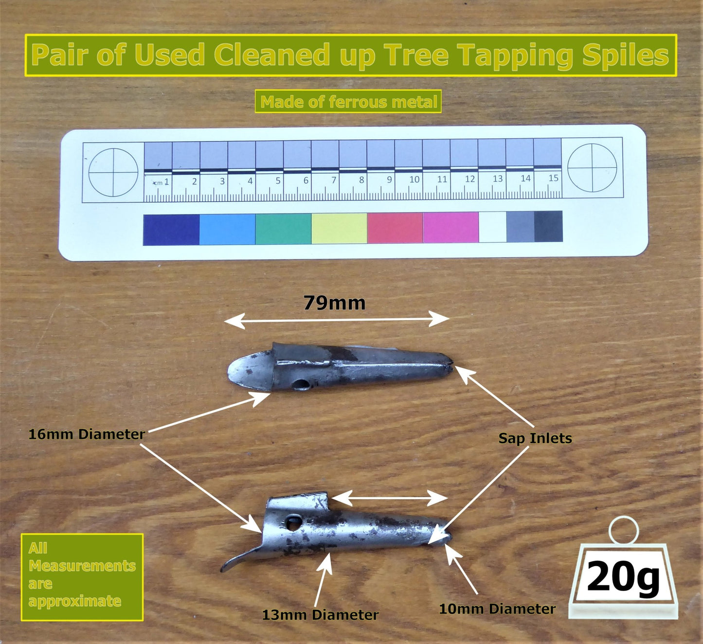 Cleaned Used Pair Folded steel Birch tap sap spile spigot Bushcraft Foraging  Huggins Attic    [Huggins attic]