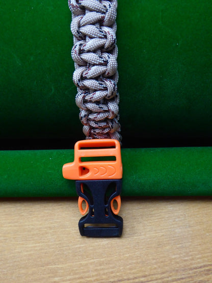 Desert Camo Paracord Buckle Bracelet kit Paracord Huggins Attic Black & Orange whistle   [Huggins attic]