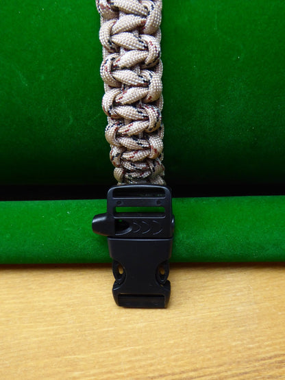 Desert Camo Paracord Buckle Bracelet kit Paracord Huggins Attic Black Plastic whistle   [Huggins attic]