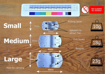Dog Tag Survival Card, Spear, Fish Hooks Dog tag Huggins Attic    [Huggins attic]