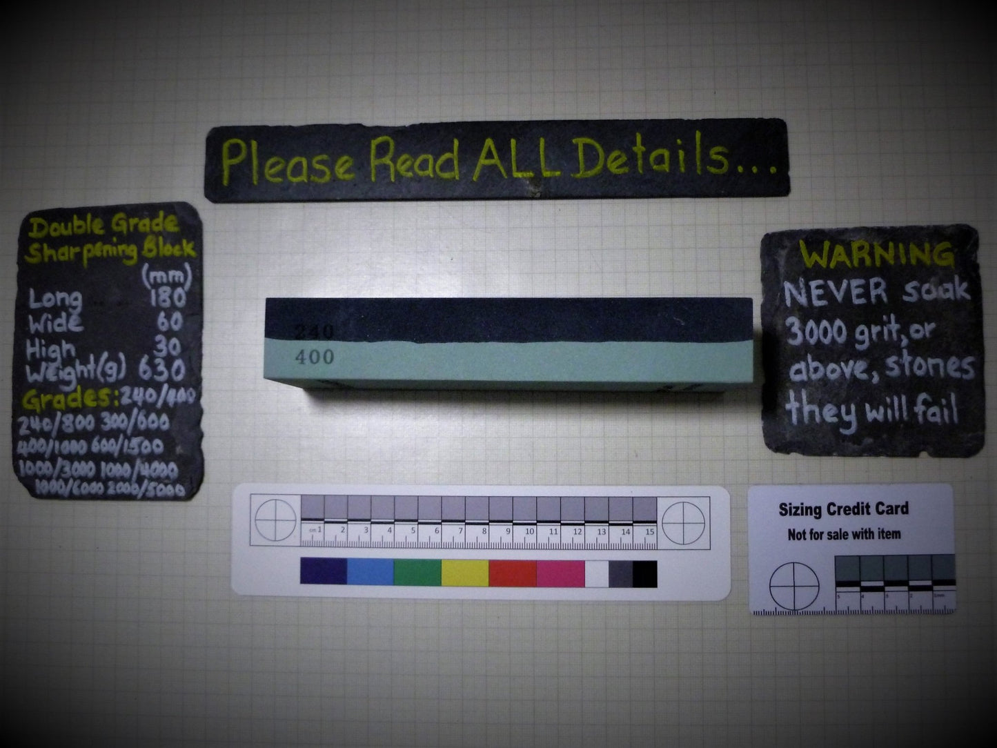 Double Sided and Graded Sharpening Stone - 300/600 Sharpening Stone Huggins Attic    [Huggins attic]