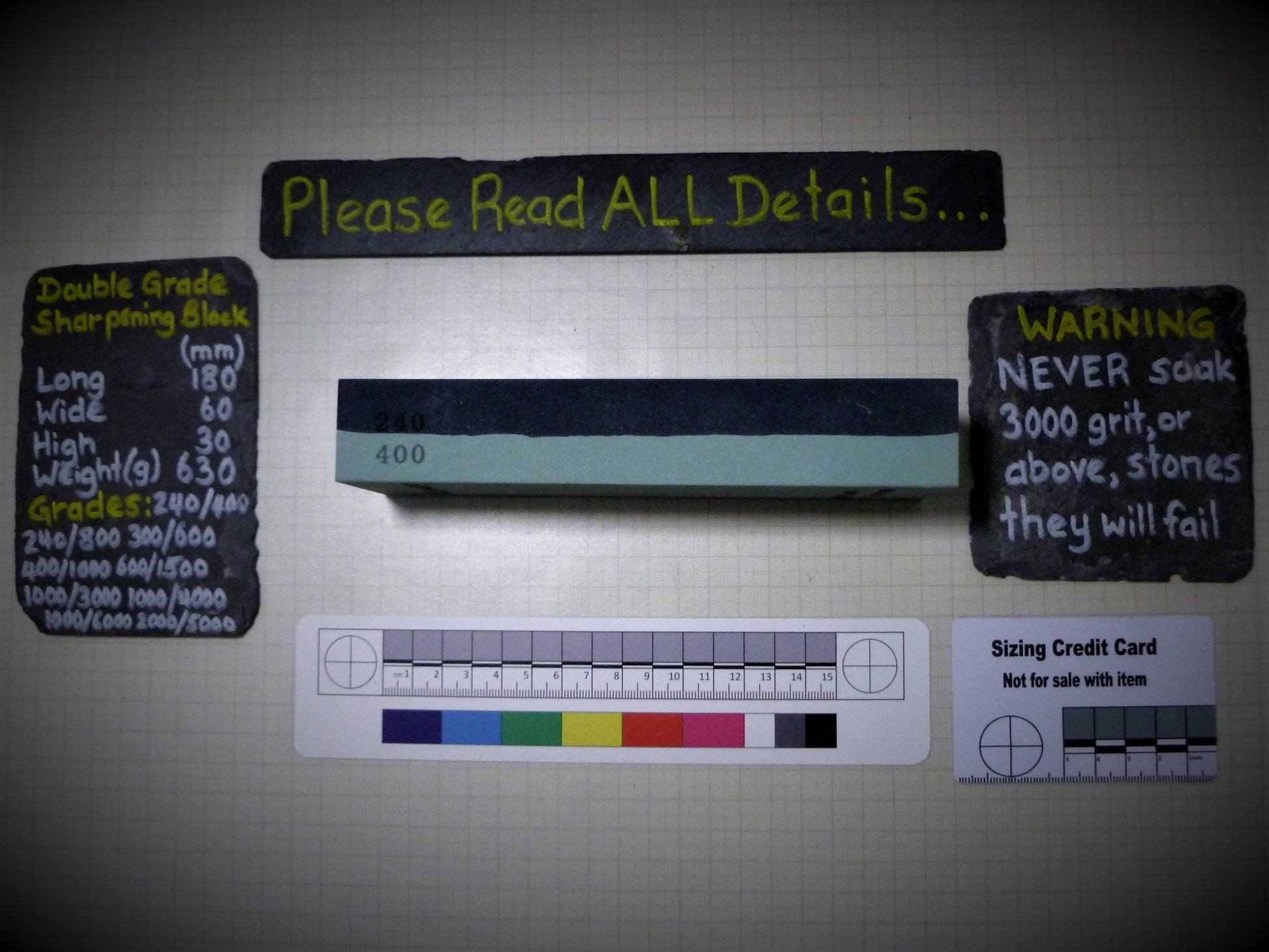Double Sided and Graded Sharpening Stone - 400/1000 Sharpening Stone Huggins Attic    [Huggins attic]