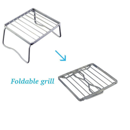 Folding Pan Stand - Bushcraft style - Large Pan Stand Huggins Attic    [Huggins attic]