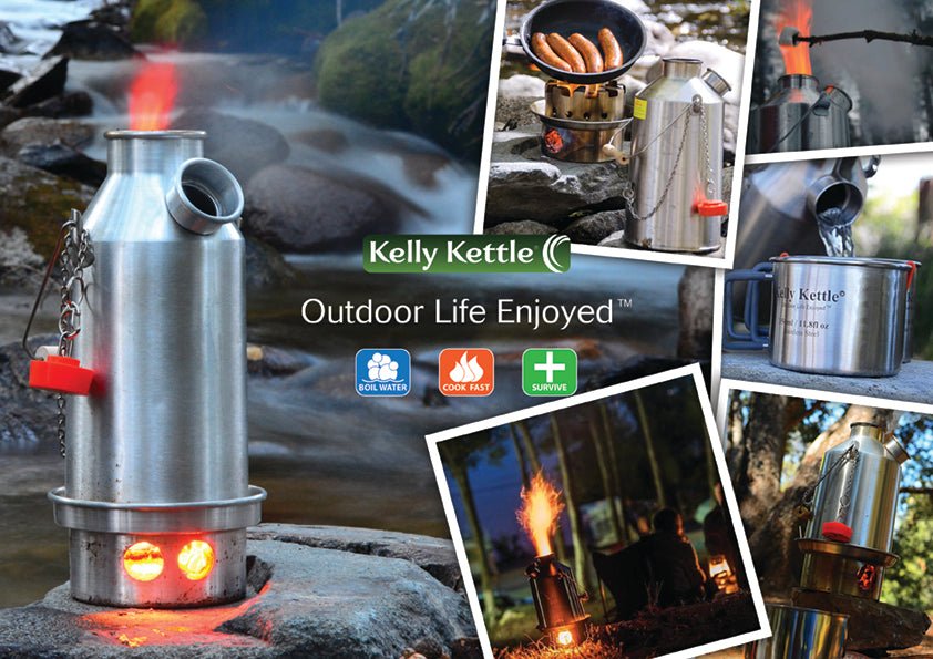 Kelly Trekker Kettle kit in stainless steel incl 0.6L kettle, Cook set, hobo stove & Mug Stove Hugginsattic    [Huggins attic]