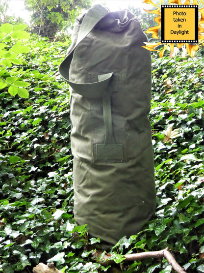 Kit Bag Green Olive Drab Rucksack Army Surplus Rucksack Huggins Attic    [Huggins attic]