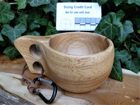 Kuksa Two holed pointed handle Wooden Mug is a traditional wooden drinking cup from Nordic Lapland Finland/Scandinavian Saami Kuksa Huggins Attic    [Huggins attic]