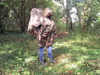 Large Poncho for over a person wearing a rucksack Poncho Hugginsattic Camouflage   [Huggins attic]