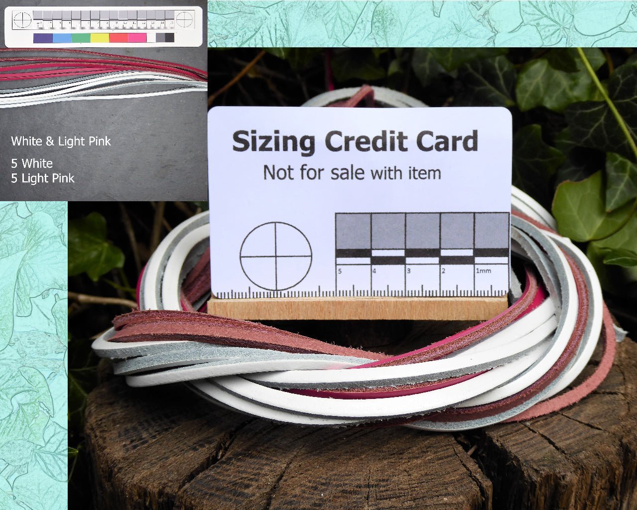 Black & White Mixed Leather thonging pack of 10. Leather Thong Huggins Attic White and Light Pink   [Huggins attic]
