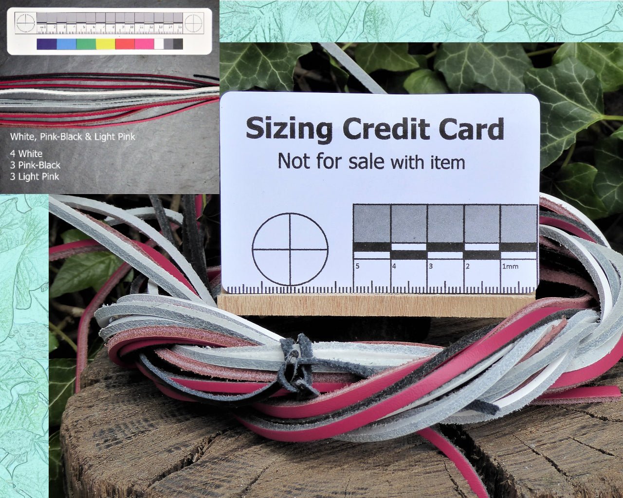 Black & White Mixed Leather thonging pack of 10. Leather Thong Huggins Attic White & Pink/Black & Light Pink   [Huggins attic]