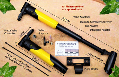 Mini Bicycle pump - Cycling Multi Valve Fitments Bike Tools Huggins Attic    [Huggins attic]