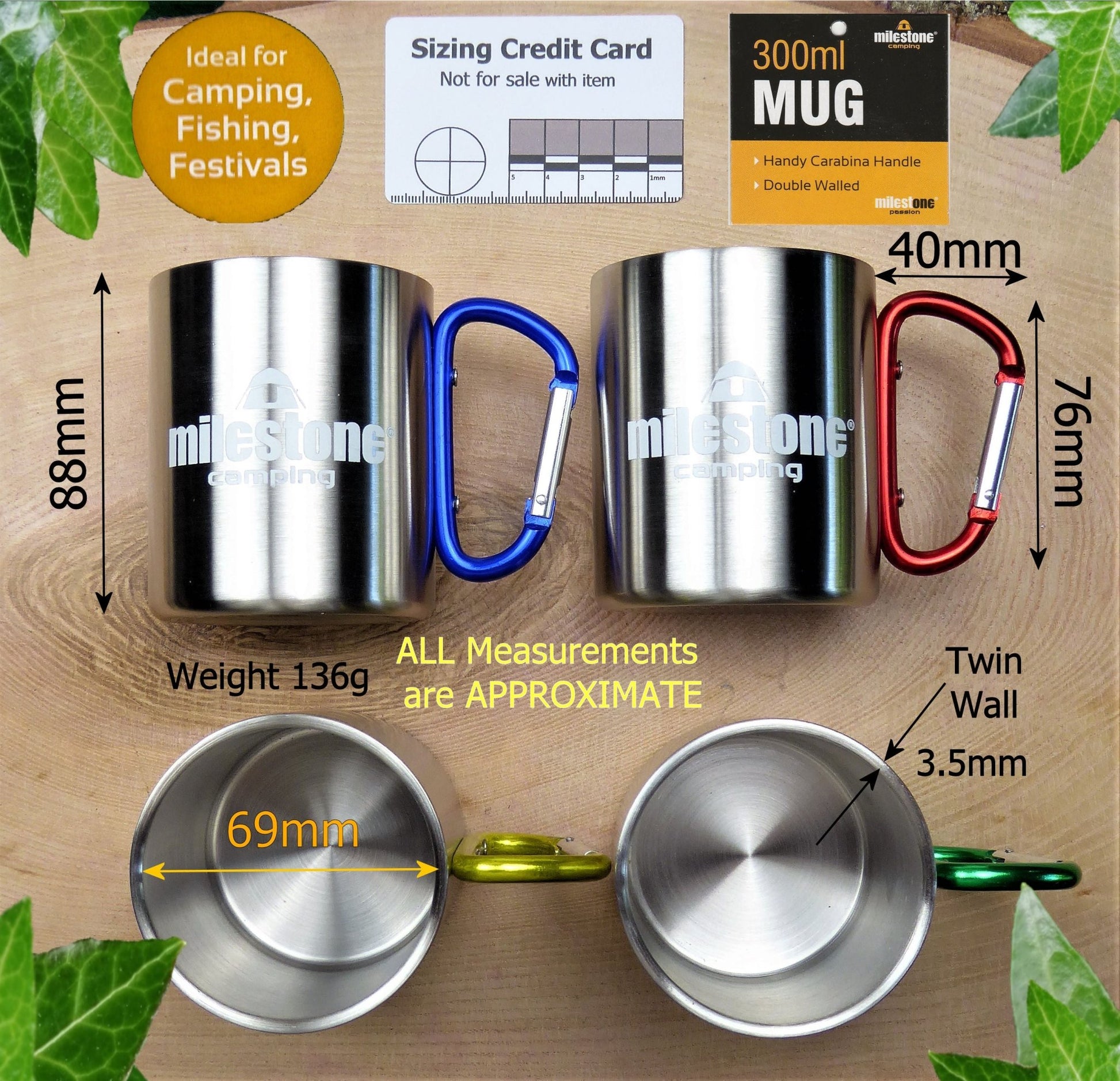 Pair Carabiner Mugs in 4 Colour twin wall Mug Huggins Attic    [Huggins attic]