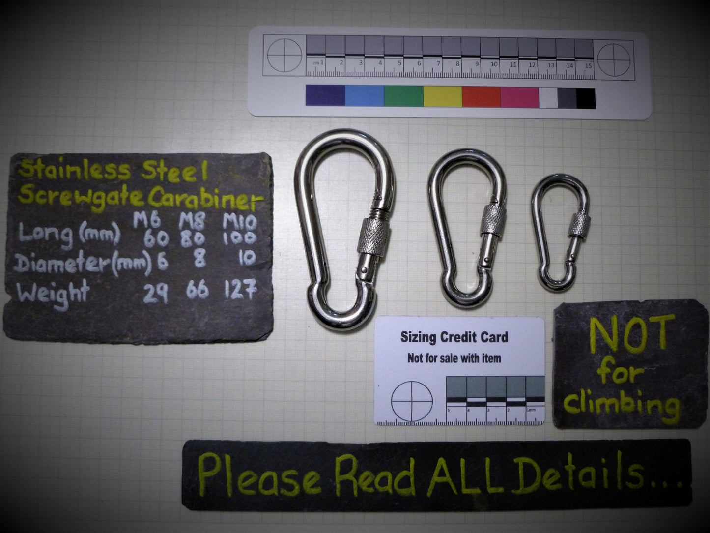 Stainless steel Screw gate Carabiners (M10). Carabiner Huggins Attic    [Huggins attic]