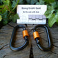 Pairs of Black/Orange Screw gate Carabiners. Great to attach to backpacks, bags, keyrings, kettles, tents, and ropes. NOT FOR CLIMBING or HEAVY WEIGHTS Carabiner Huggins Attic    [Huggins attic]